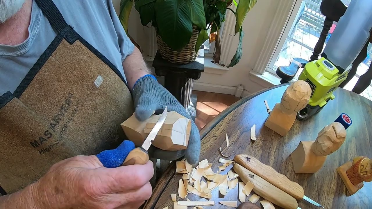 Carving a Turned Head from  a wood block Part 1