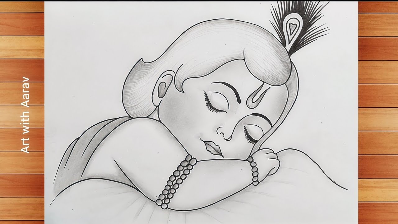 How to draw Sleeping Baby Krishna | Janmashtami Special Drawing, Easy pencil sketch Tutorial #shorts