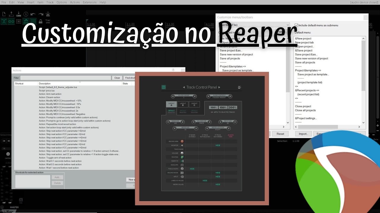 COMO MUDAR TEMAS, LAYOUT, CRIAR CONFIGURAÇÕES PERSONALIZADAS E RESETAR O REAPER