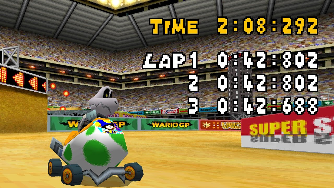 Mario Kart DS - Wario Stadium [100cc] 2:08.292 World Record - Taiga