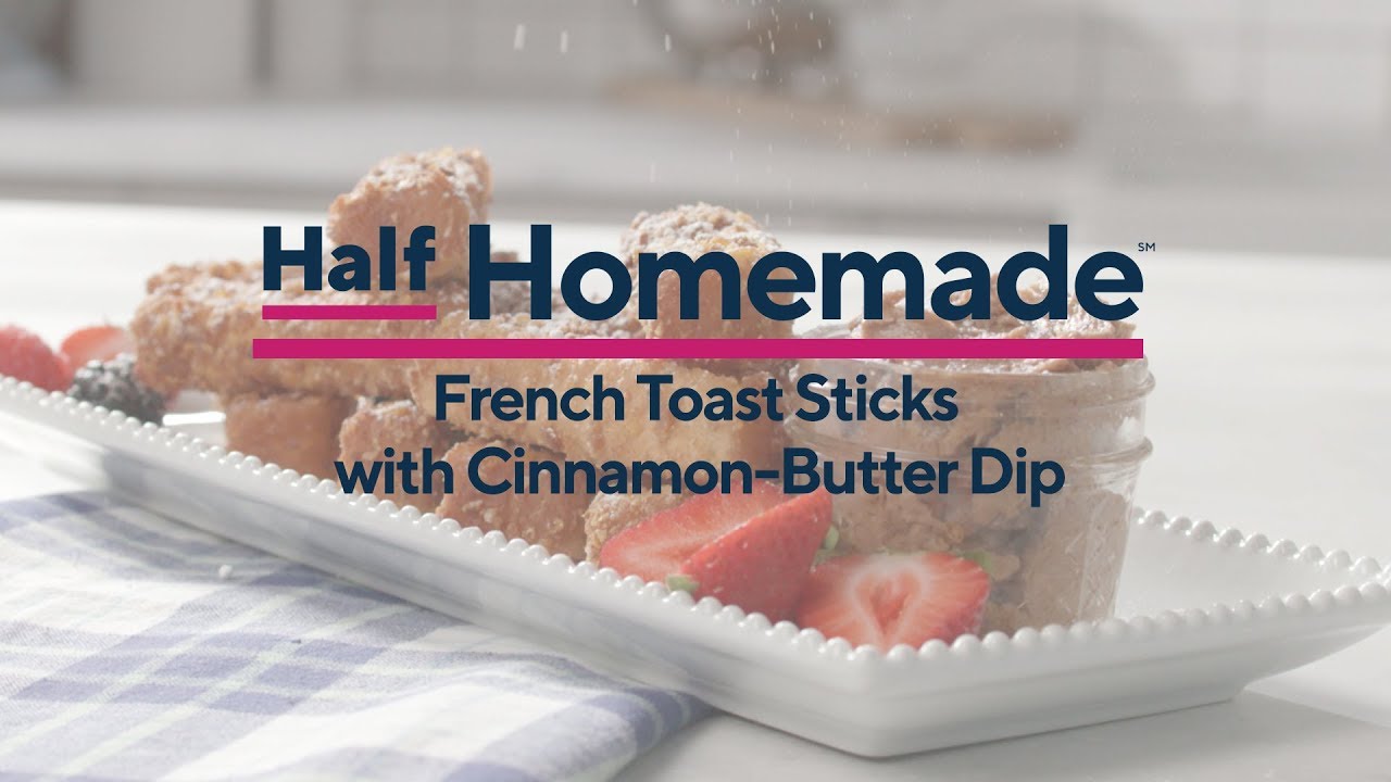 French Toast Sticks with Cinnamon-Butter Dip | Half Homemade