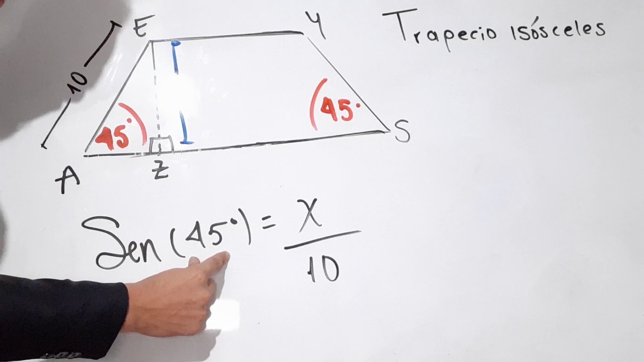 Calcular la altura del trapecio is&oacute;sceles.