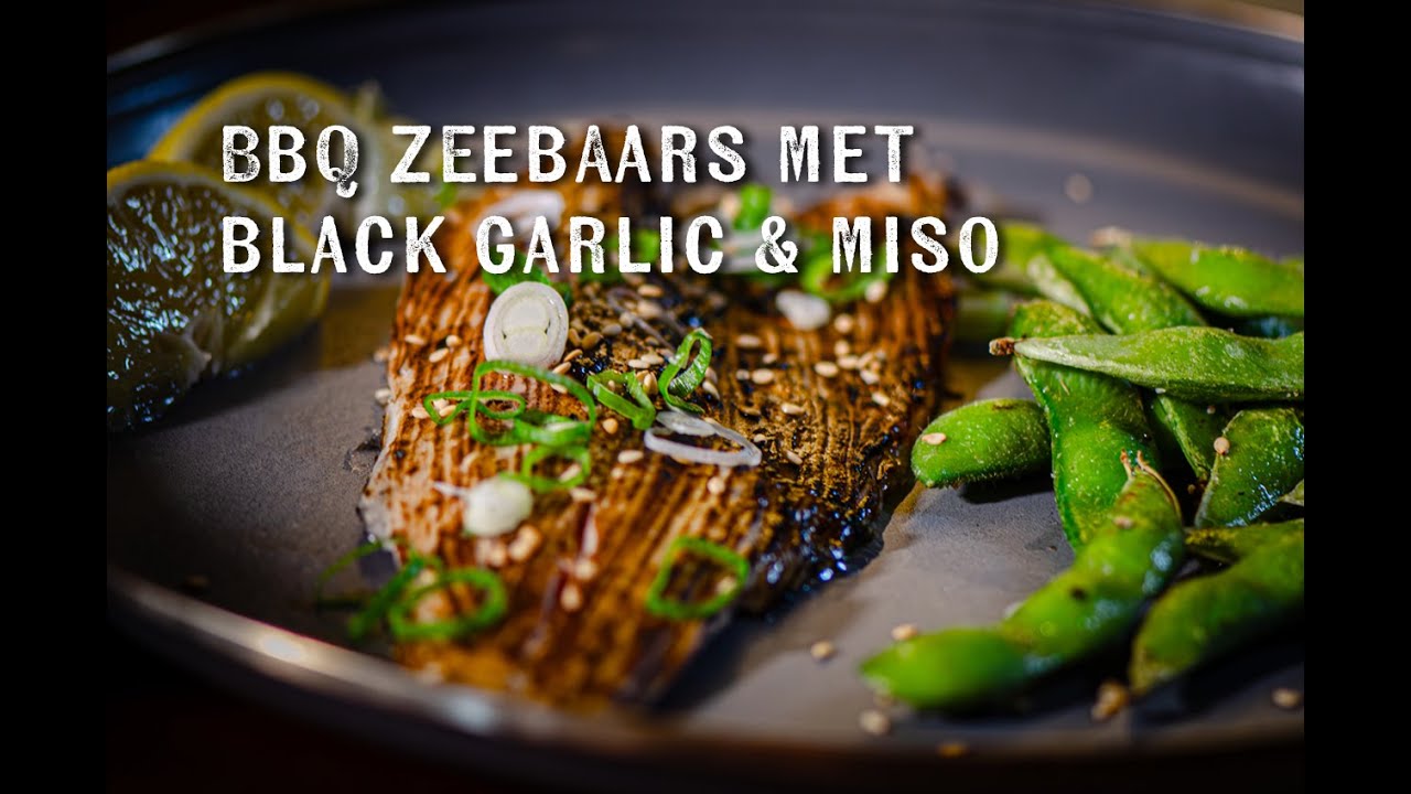 BBQ Zeebaars met Black Garlic & Miso op rookplank + Gegrilde Edamame | Fire&Food TV