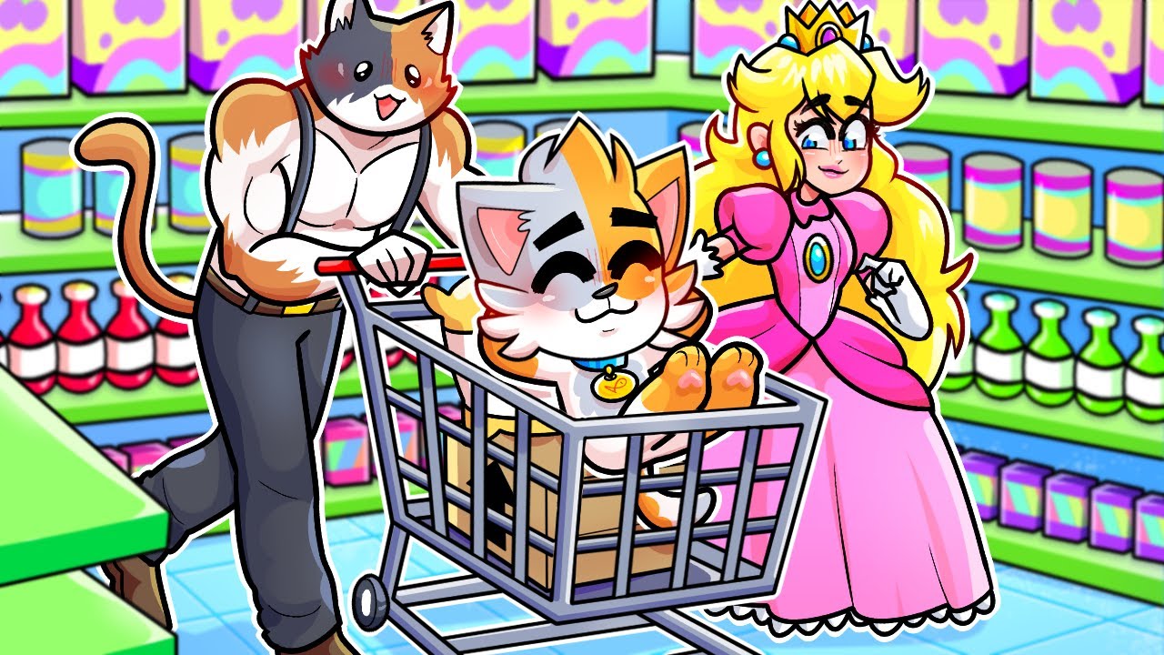 PRINCESA PEACH Y MIAÚSCULOS LLEVAN a GATITO de COMPRAS 😍🥰
