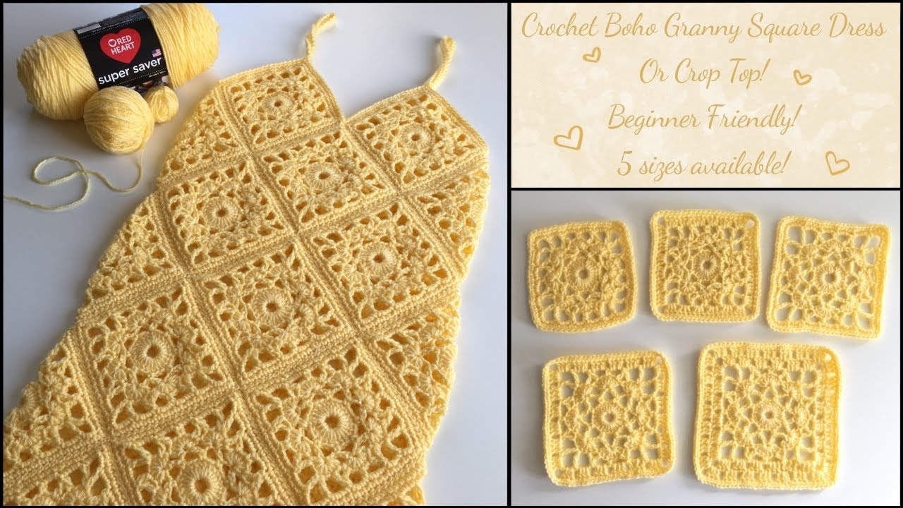 Easy Crochet Boho Granny Square Dress | How To Assemble A Crochet Granny Square Dress |Granny Square