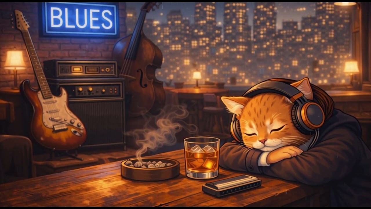 2 Hours Blues Lo-Fi Cat 🐱🎷 | Cozy Late-Night Jazz Beats #jazz #lofimusic #lofi