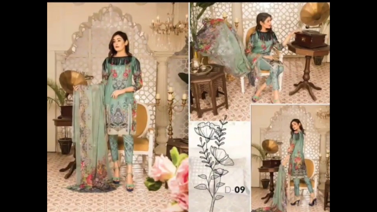 New 3pc  dress Maya Digital printed lawn printed bamber dupatta and exclusively Embroidered trouser