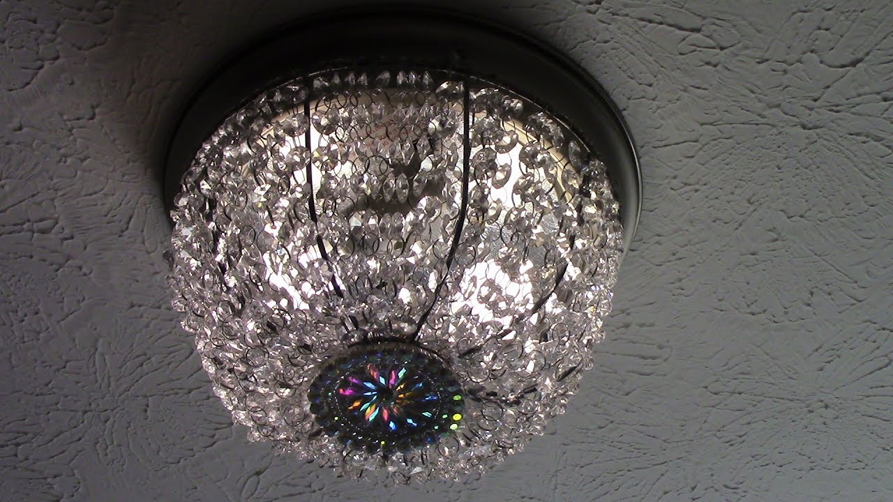 DIY Dollar Tree Crystal Basket Flush Mount Ceiling Light
