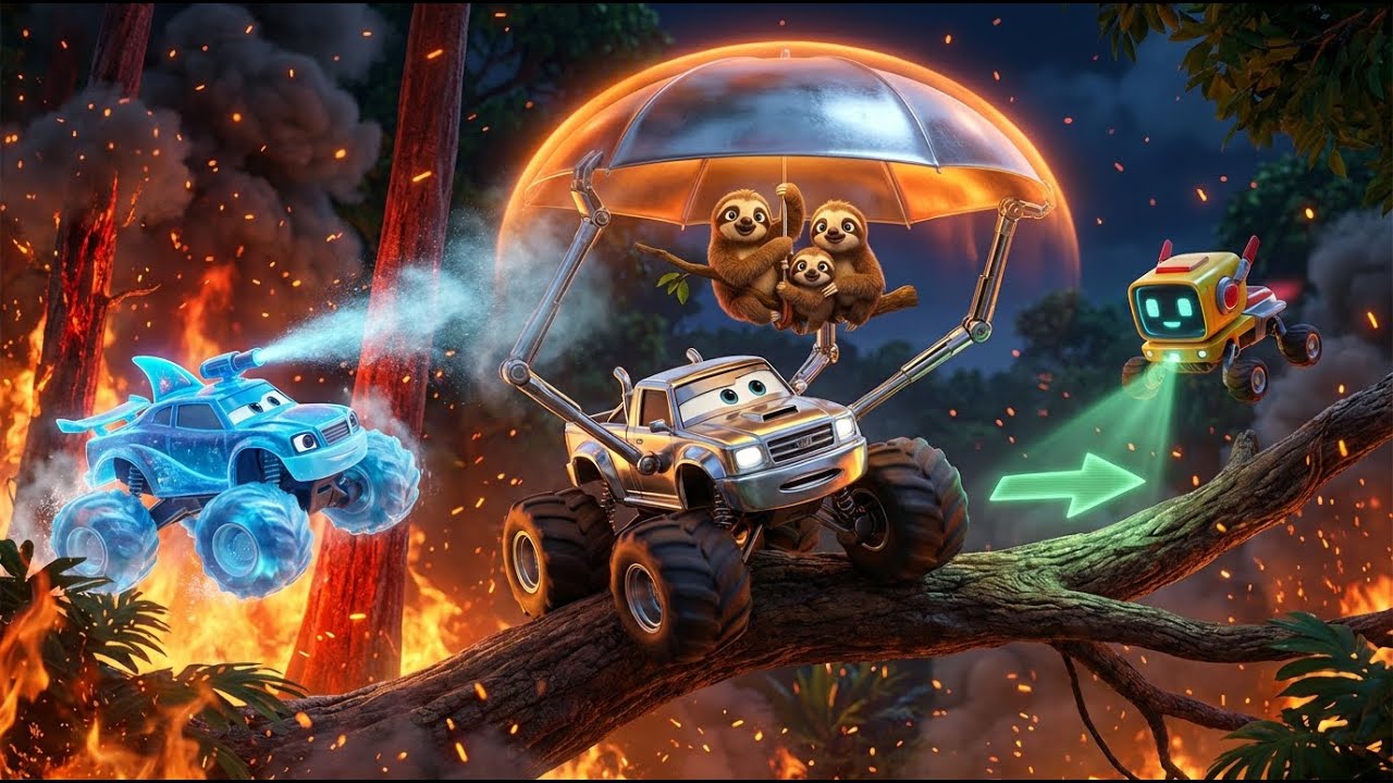 Monster Truck Rescue Patrol Team | Sloth Family Forest Fire Rescue!🦥🔥 Kids Cartoons & STEM Adventure