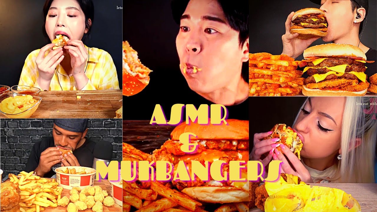 Lets eat BURGERS WITH MUKBANGERS 🍔🍔 l ASMR Compilation😊😋 l Lets Eat With Mukbangers