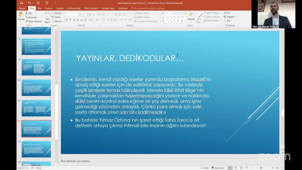 Çevrim İçi Kültür ve Edebiyat Söyleşileri-6 Doç. Dr. Harun TUNCER