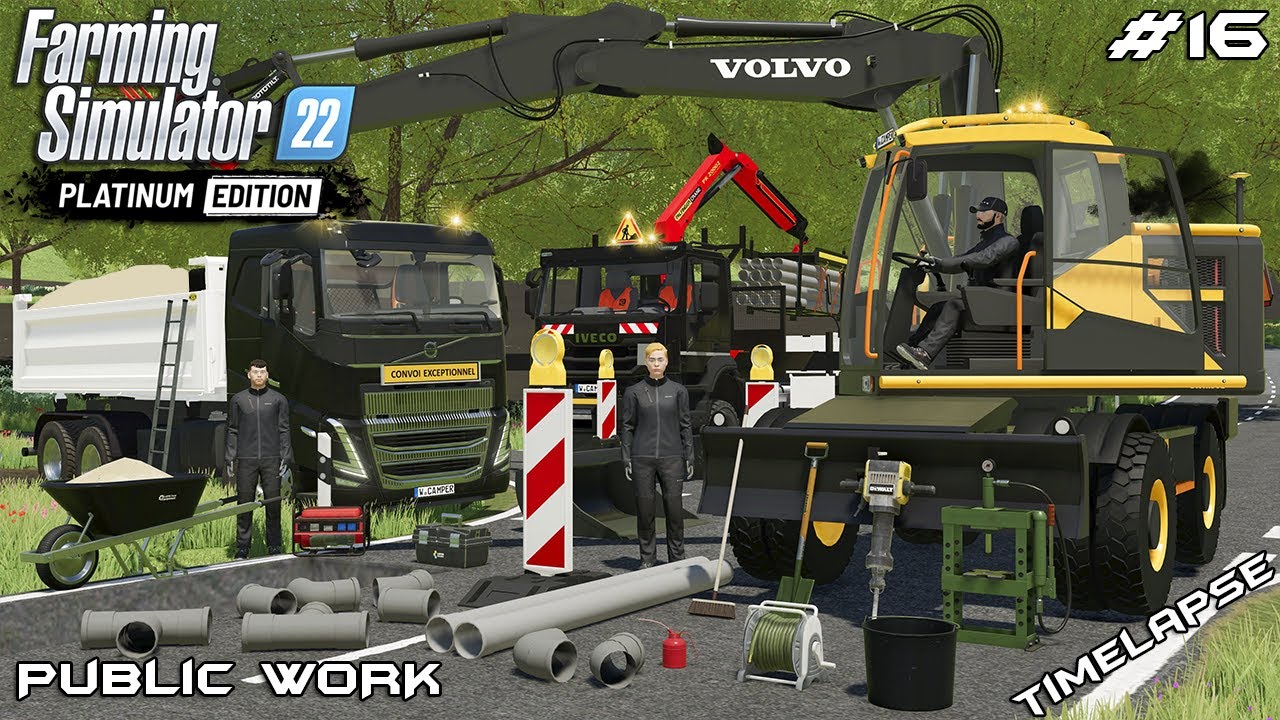 Installing new PIPES and filling TRENCH with SAND | Public Work | Farming Simulator 22 | Episode 16