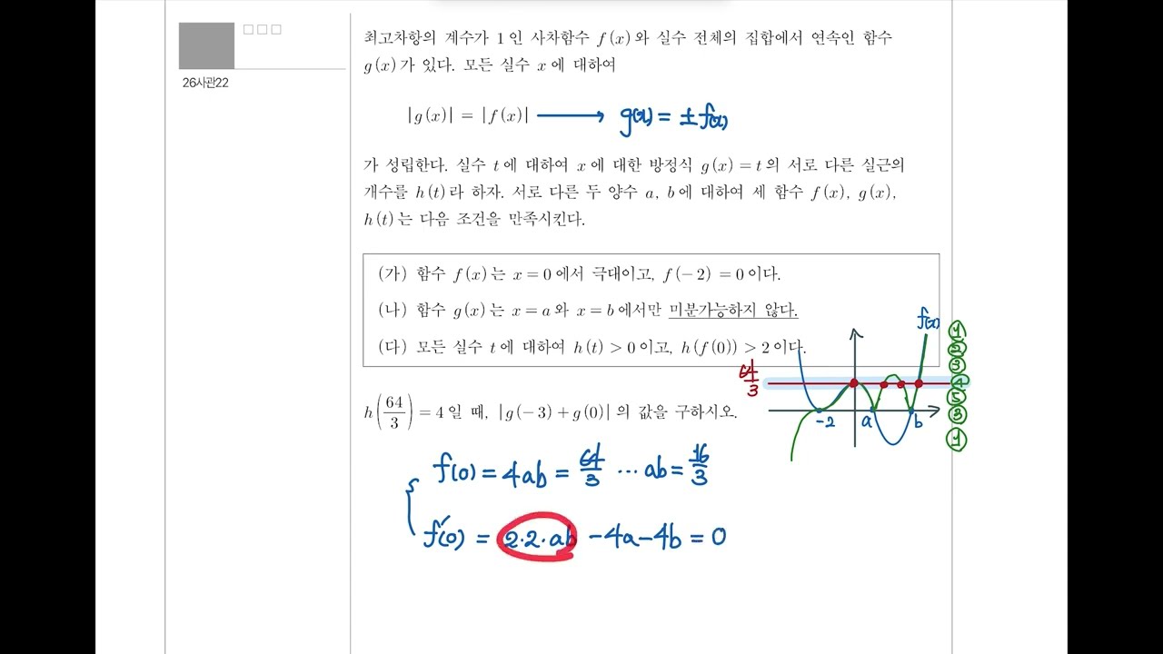 2026학년도 사관학교 1차 선발시험 수학 22번 해설