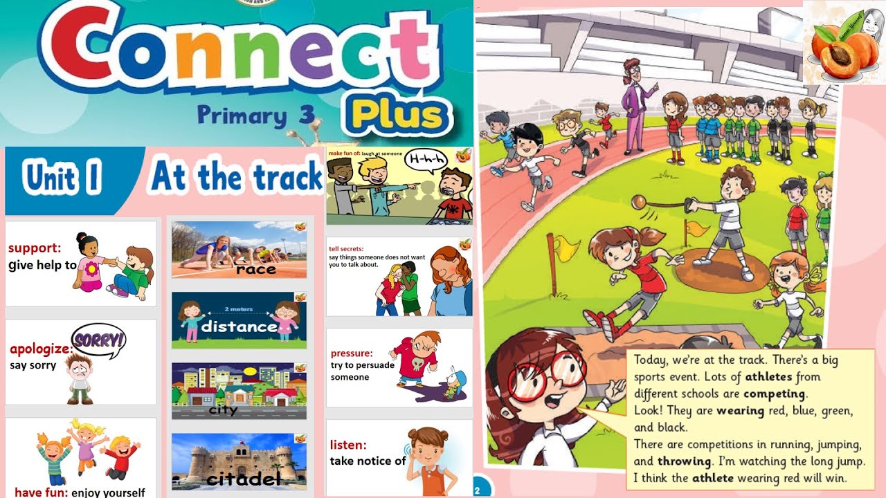 CONNECT PLUS  primary 3 🏅 🏆 unit 1 🏋At the track -Teacher's guide-  حصريا نصوص أستماع الوزارة كاملة
