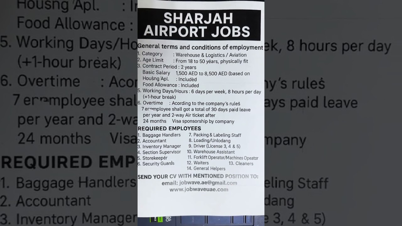 Sharjah International Airport is now recruiting for 2025! #jobwaveuae #dubaijobs2025 #dnatajobs