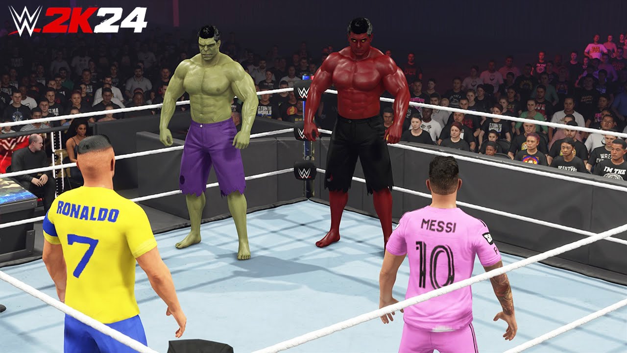 Халк и Красный Халк против Лионеля Месси и Роналду | Командный матч — WWE 2K24 — PS5 [4K 60FPS]