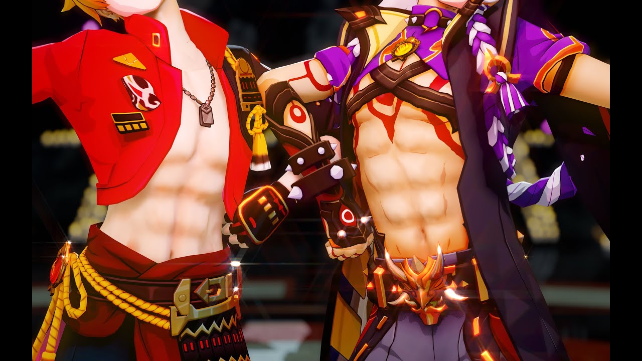 [Muscular!/Genshin MMD]Thoma&Arataki Itto - Side to Side