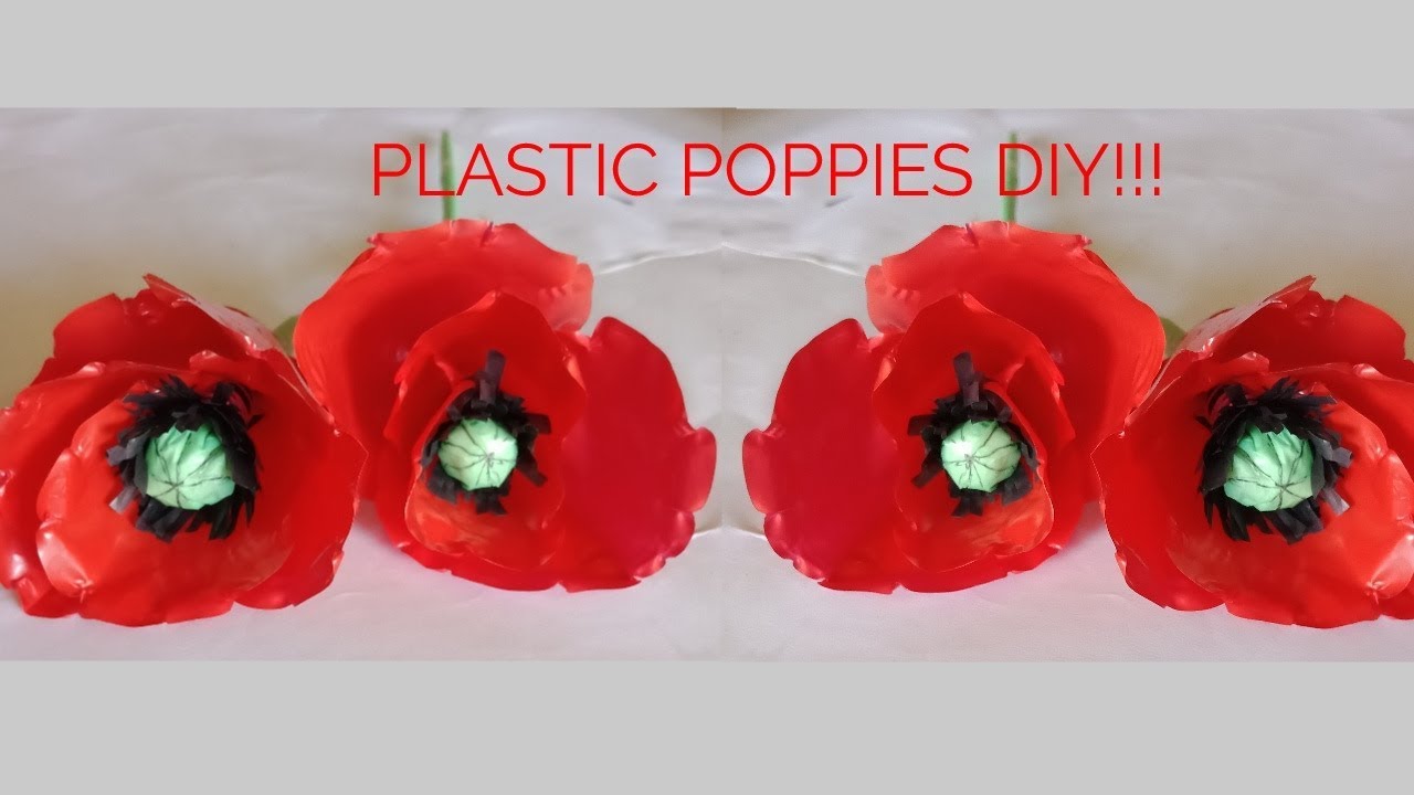 Thick plastic or polythene carry bag poppy flower