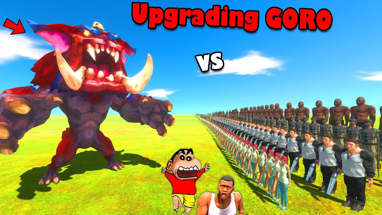 Upgrading GORO THE GIANT 2nd TIME in Animal Revolt Battle Simulator | CHOP SHINCHAN FRANKLIN