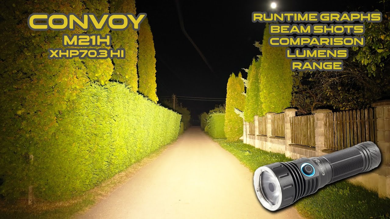 Convoy M21H XHP70.3 HI flashlight review | Night shots and runtimes | Comparison