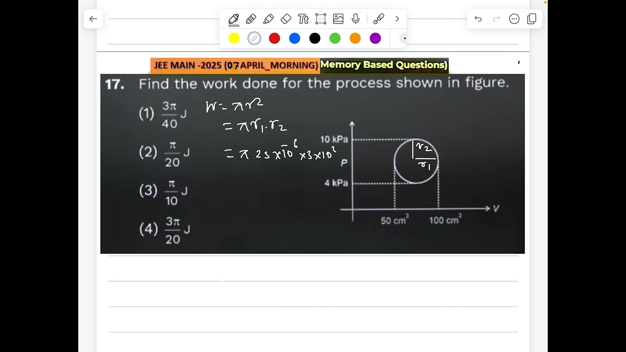 JEE Main (7 April 2025) shift 1 Q17 ( memory based)