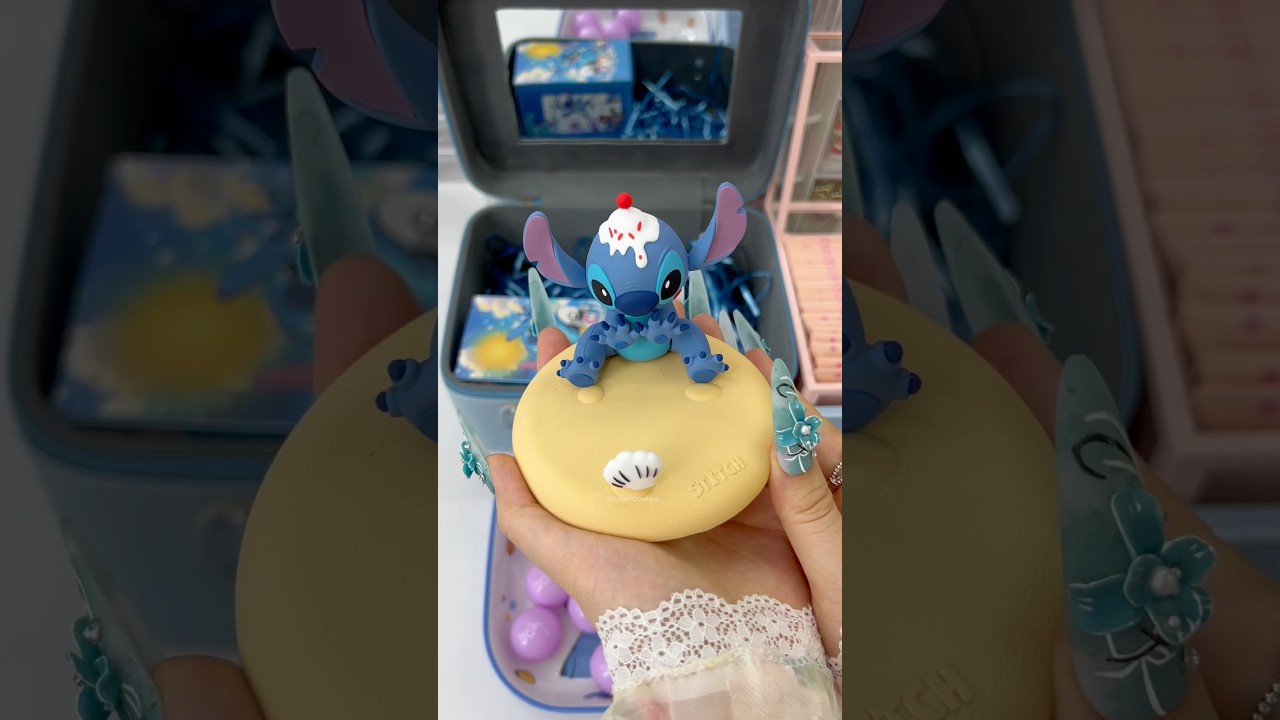 Cute Gift Stitch(blue) Box 🎁💙 #asmr #stitch #packageorderswithme #pressonnails