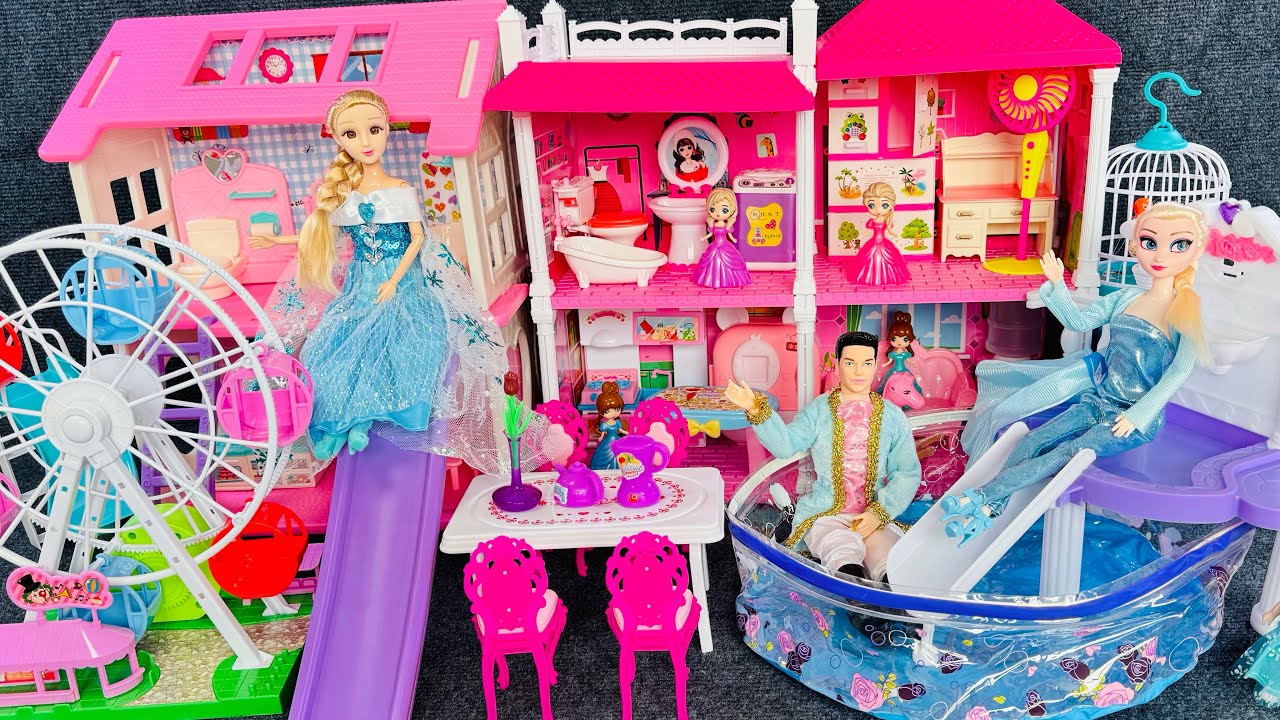 10 Mins Satisfying With Unboxing Cute Frozen Princess Dream House |Pool Party Play Set | Toys ASMR