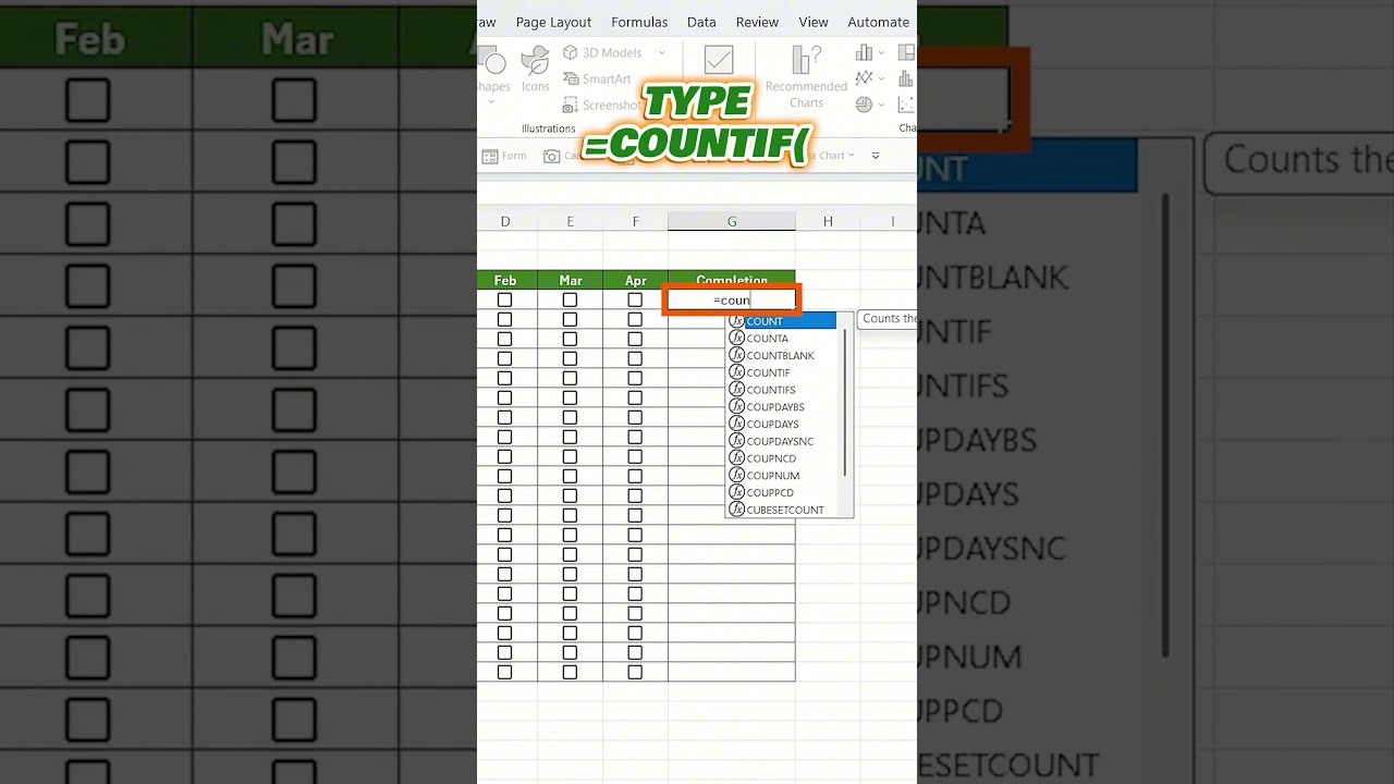 How to Create a Checkbox Progress Tracker in Excel