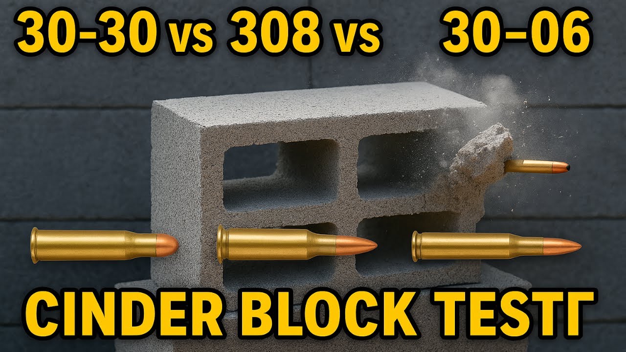 30-30 vs 308 vs 30-06 - Cinder Block Test