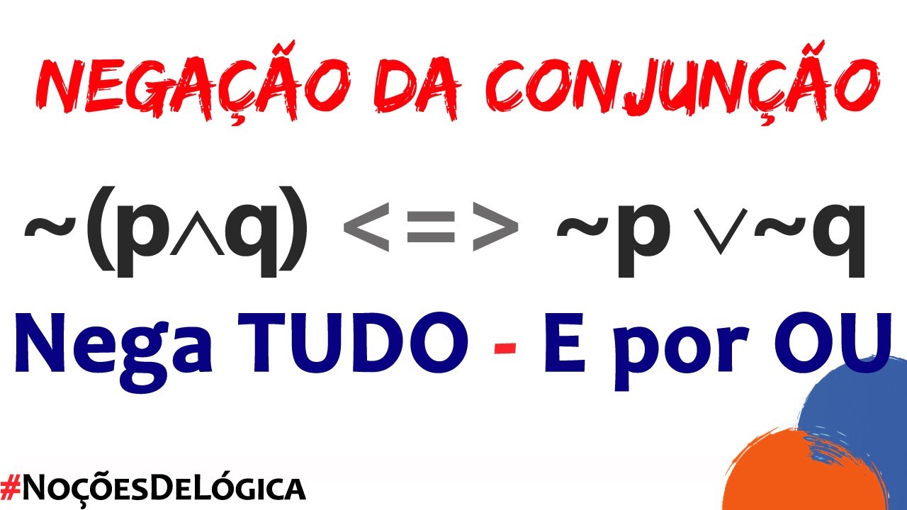 NEGAÇÃO da CONJUNÇÃO :: Como negar proposições com E :: Noções de Lógica :: Teoria + Exercícios