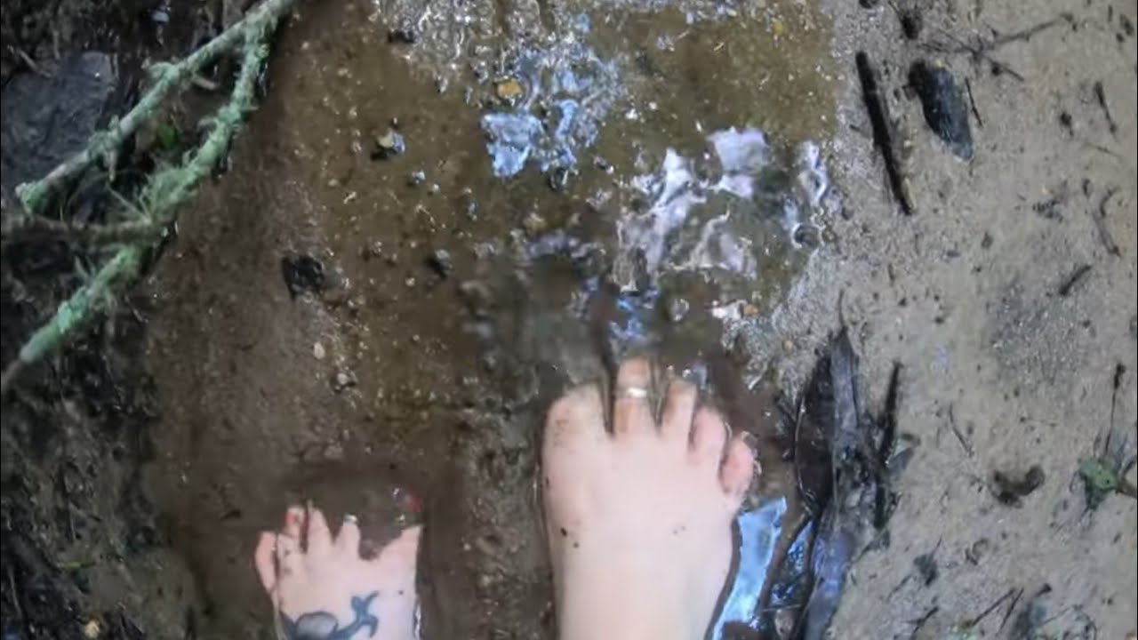 Barefoot Muddy Hiking | Waterfall