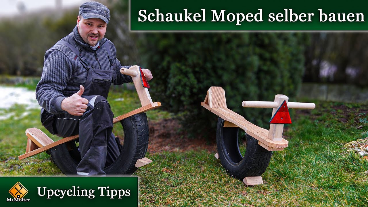 Upcycling von alten Reifen - Schaukel Moped /  Schaukelpferd selber bauen.