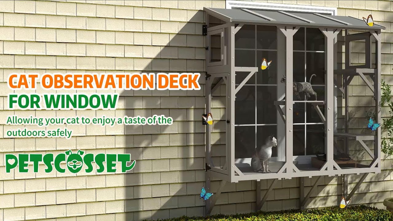 Cat Window Box,Wooden Window Catio for Indoor Cats