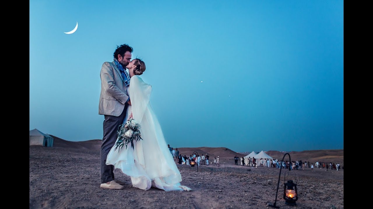 Mariage sous le ciel étoilé du désert d'Agafay