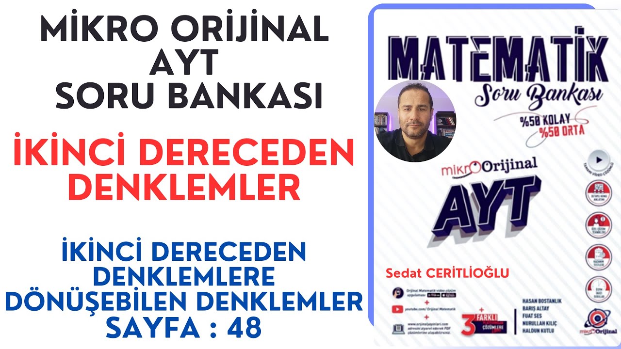 İKİNCİ DERECEDEN DENKLEMLER | MİKRO AYT SORU BANKASI SYF: 48 | #orijinalmatematik #mikroorijinal