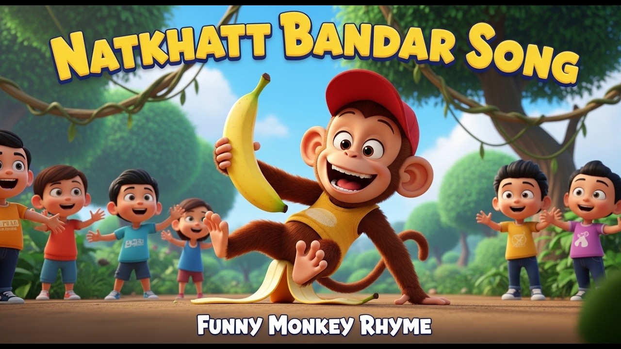 नटखट बंदर Song 🐒🍌 | Funny Monkey Rhyme | New Hindi Nursery Rhymes for Kids