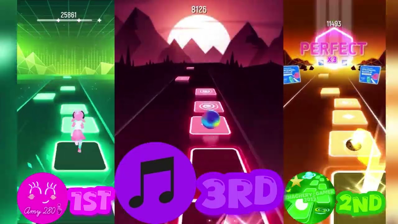 Tiles Hop: EDM Rush: Imagine Dragons - Demons | Me vs @Amy_280 vs @THMusicGameChannelofficial 
