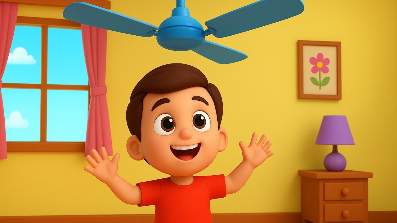 Uper Pankha Chalta Hai 🌀 Hindi Cartoon Song | 3D Nursery Rhymes | Fun & Educational Kids Video