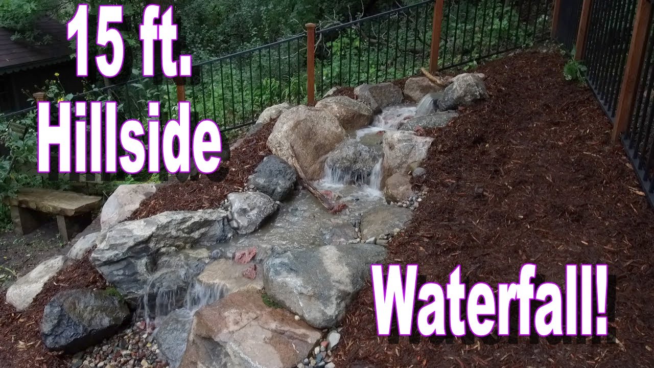 15 Ft. PONDLESS WATERFALL- {Medium Pondless} CARVED INTO A BACKYARD HILLSIDE