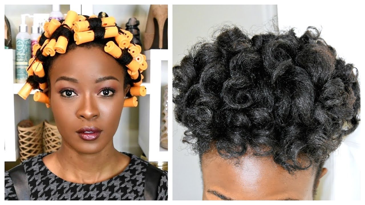 Orange Perm Rod Set On Natural Hair : Heatless Curls  Ft. TréLuxe