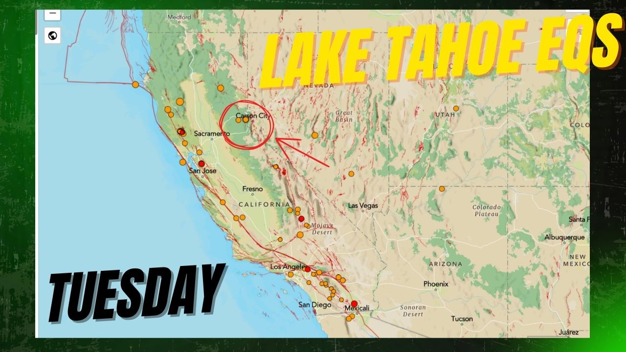 Earthquake activity under Lake Tahoe California. New Zealand activity. Tuesday update.