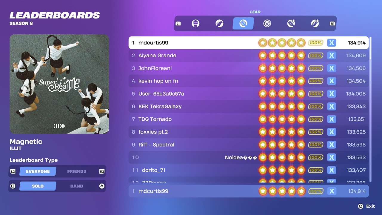 [Fortnite Festival S8] Magnetic Expert Lead 100% FC 1st Place All Perfects
