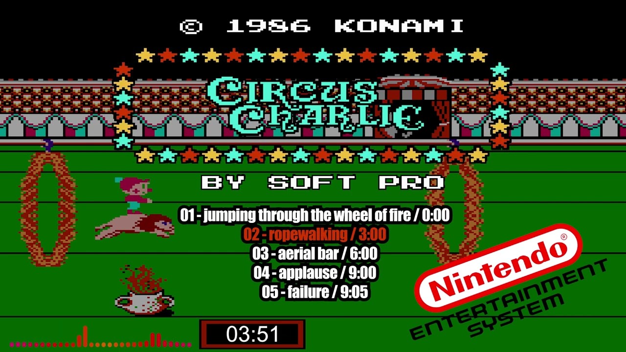 Circus Charlie OST | 1986 | NES - complete soundtrack in one video