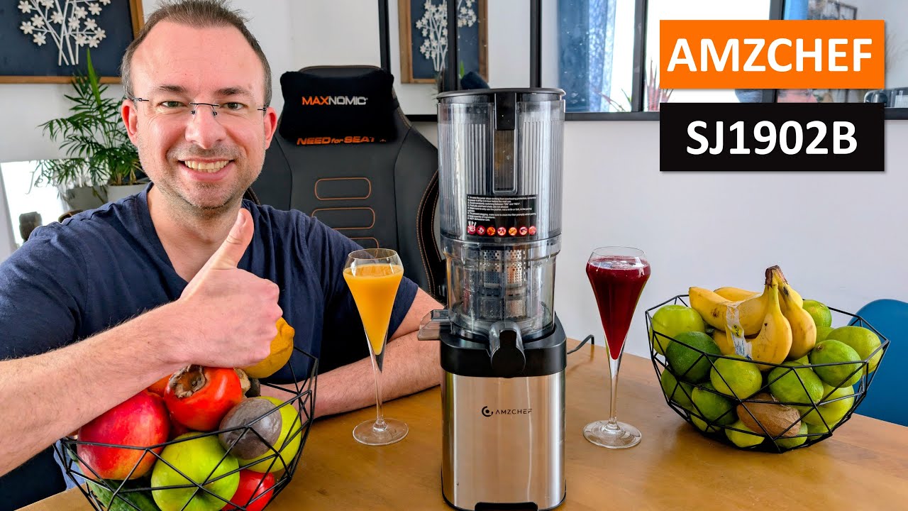 AMZCHEF 1902B ❤️ L'extracteur de jus qui presse des pommes enti&egrave;res