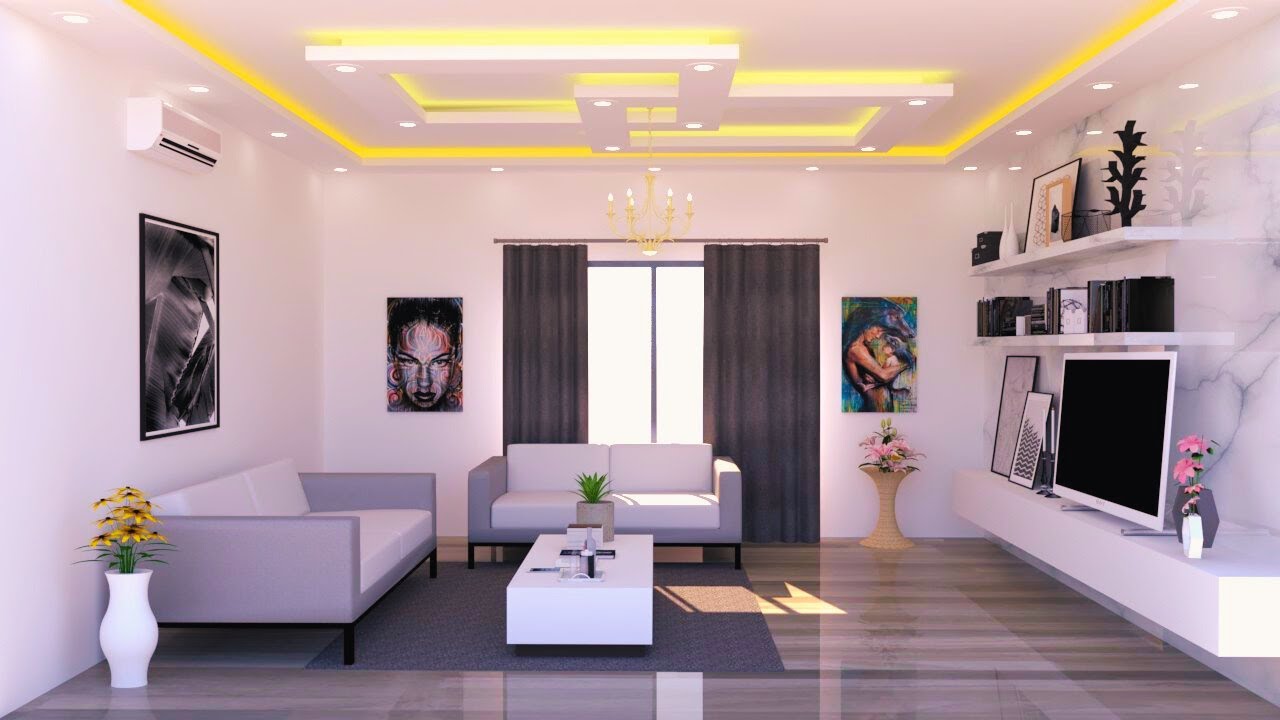 Google Sketchup Tutorial || Living Room Design || Vray Render