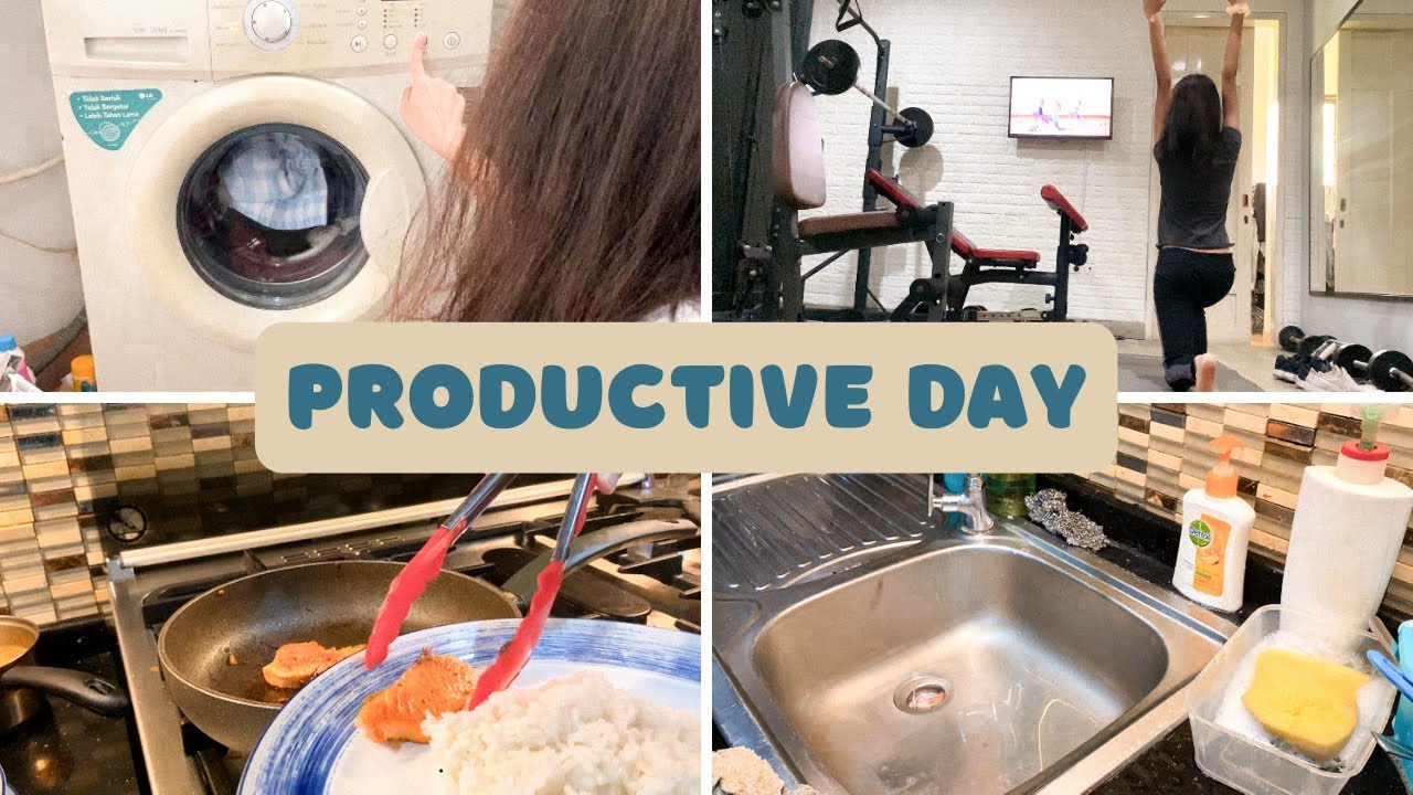 A Productive Day in My Life : Laundry day, Workout, Cleaning room | Indonesia