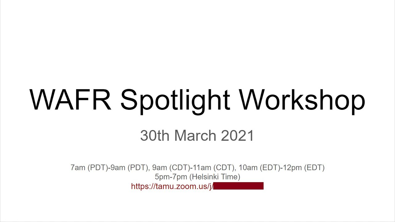 WAFR 2020 Selected Lighting Talk (03/30/2021)