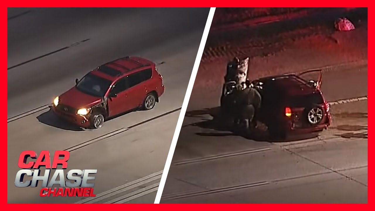 FULL CHASE: Woman drives on shredded tires during lengthy pursuit in Los Angeles