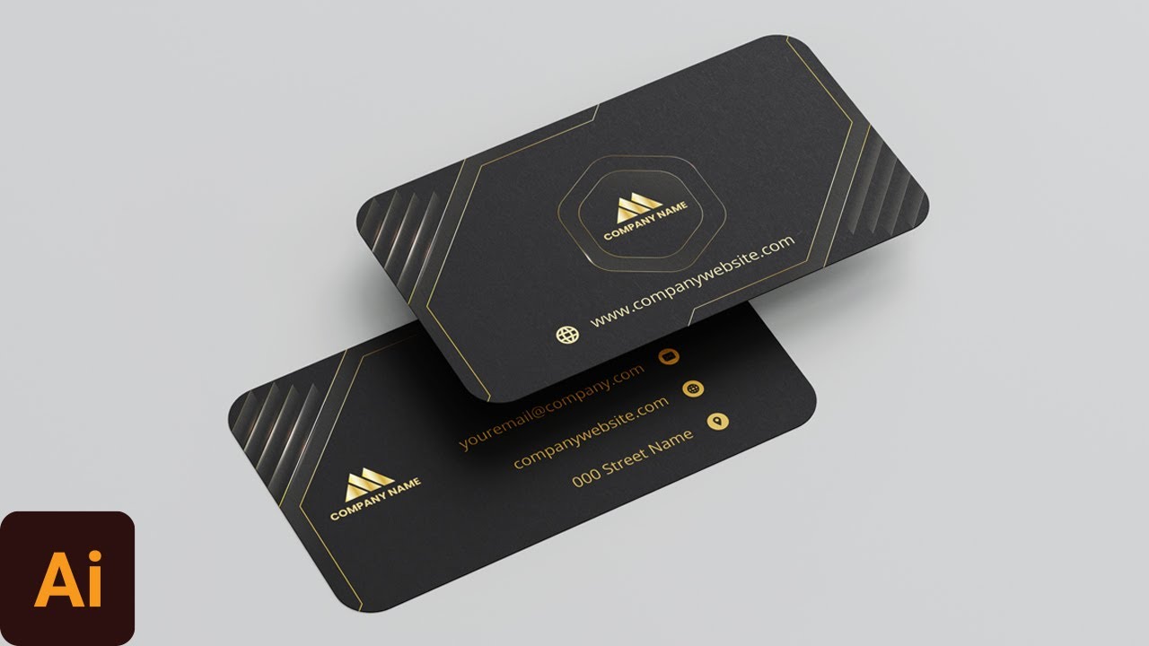 Luxury Business Card Design in Adobe illustrator | Golden Color elegance Visiting card design