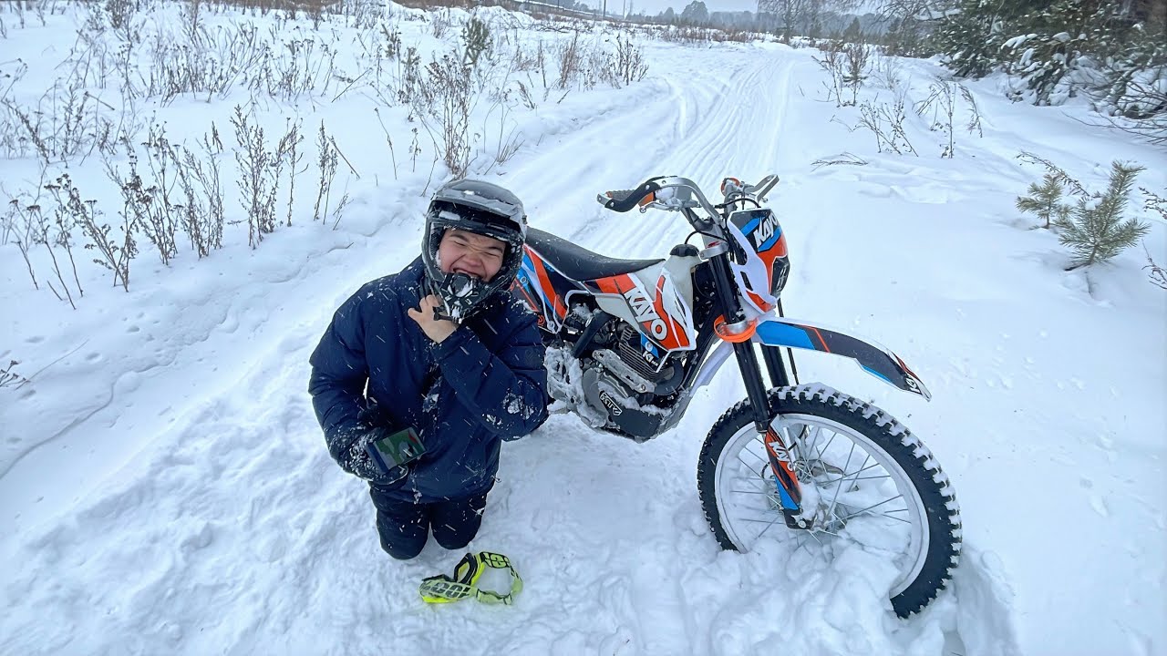 Покатушка на эндуро зимой❄️падения☠️kews k16nb300🔥